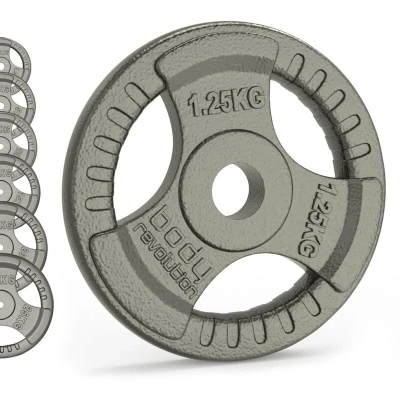 Image of MonsterShop 30096 Cast Iron Weight Plates 1 Standard Tri Grip Pairs 1.25Kg 25Kg