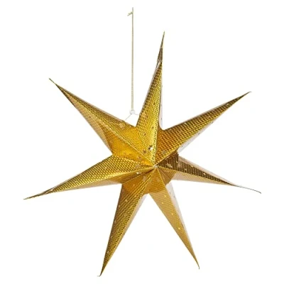 Image of URBNLIVING Large LED Decorative Festive Hanging Christmas Paper Star Xmas Lantern (Gold)