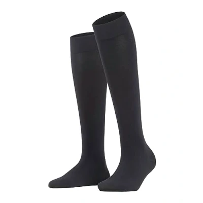 Image of FALKE Women&#039;s Fine Softness 50 DEN W KH Semi Opaque Long Plain 1 Pair Knee High Socks, Black (Black 3000), 2.5 5