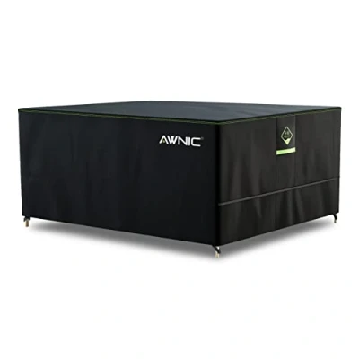 Image of AWNIC Garden Furniture Cover Waterproof with Hooks Heavy Duty 420D Oxford, Windproof Anti UV Outdoor Patio Table Covers Air Vent, Tear Resistant Rectangular Black (200*160*71cm)