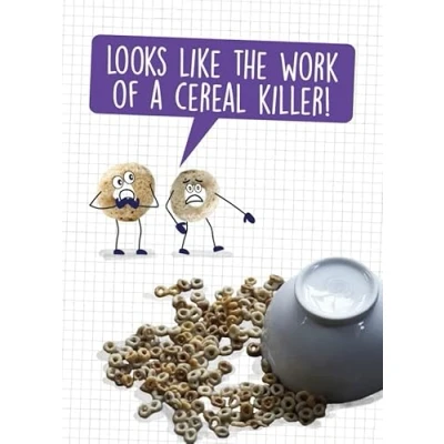 Image of Funny Birthday Card For Friend Him Her Cereal Killer!