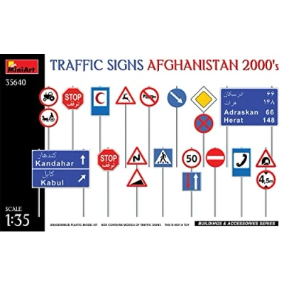 Image of MiniArt MIN35640 1:35 Traffic Signs Afghanistan 2000&#039;s Scale Model kit, Molded Color