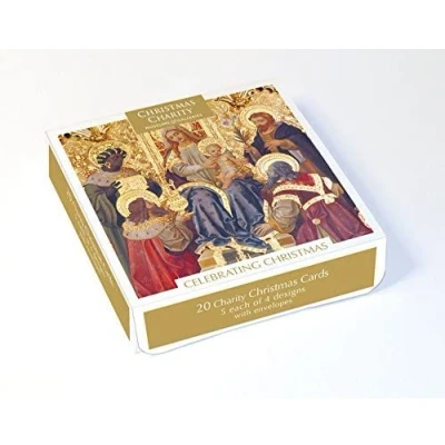 Image of Museums &amp; Galleries Box of 20 Traditional Charity Christmas Cards &#039;Celebrating Christmas&#039; Religious 4 Designs Eco Friendly Recyclable