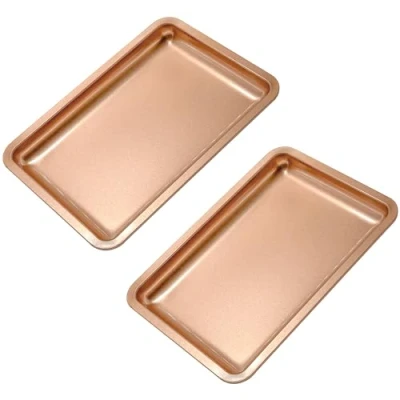Image of 2 PCS Stainless Steel Square Trays,Trinket Serving Trays (Gold)