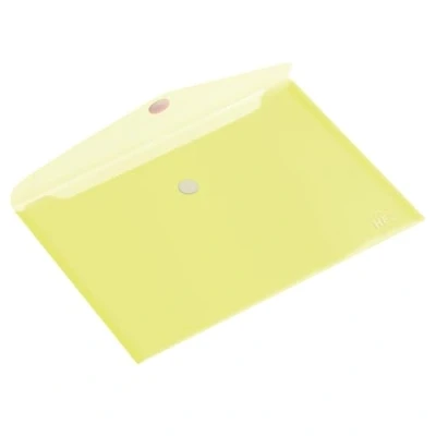 Image of Europel Wallet Folder (Pack of 10) A4 Size Envelope Document with Hook &amp; Loop Closure Clear Yellow for Home, Offices, School Businesses Landscape Organizer Holder, 190153