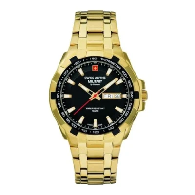 Image of swiss alpine military Men&#039;s Watch Analogue Quartz 7043.1 Stainless Steel, Gold/Gold/Black 1117sam, Bracelet