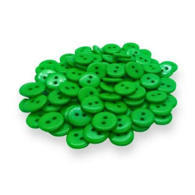 Image of (Pack of 100) Green 11mm Buttons 2 Hole Small Round Plastic
