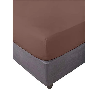 Image of Miracle Home. Fitted Sheet, Elastic, Soft, Comfortable, Anti Pilling. Cotton 50% Polyester. Chocolate Brown. 135 x 200 cm