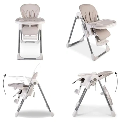 Image of Red Kite Feed Me Lolo Luxury Six Height Adjustable Hi Lo Highchair, Soft Grey/White