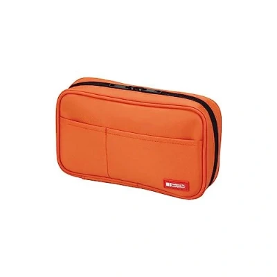 Image of Lihit Lab Pen Holder with Double Zipper, Orange, Standard: 7.9 x 2.0 4.7