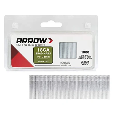 Image of Arrow Fastener Co Inc BN1824CS Genuine 1 1/2 Inch 38mm Brad Nails, 1,000 Pack