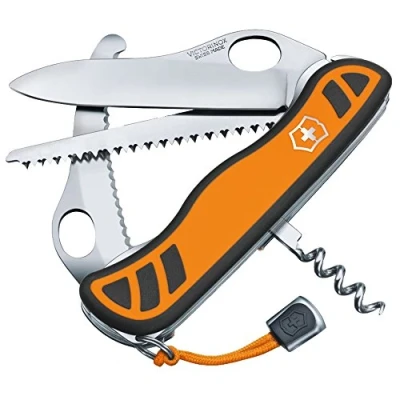 Image of Victorinox Hunter XT Grip Swiss Army Pocket Knife, Large, Multi Tool, 6 Functions, Locking Gutting Blade, Orange/Black