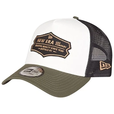 Image of New Era Adjustable Trucker Cap Retro 5 Panel White/Olive