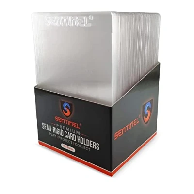 Image of Sentinel® Semi Rigid Card Holders (100 Pack) Premium Sleeves for Trading and Collectible Games Savers Ideal Grading Submissions (PSA, BGS, CGC)
