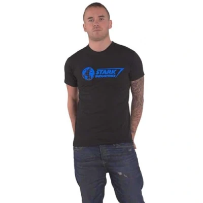 Image of Marvel T Shirt Stark Industries Blue Official Mens Black L