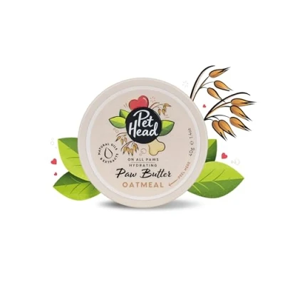 Image of PET HEAD Oatmeal Paw Butter 40g, On All Paws, Moisturiser Balm, Soothes &amp; Nourishes for Soft Crack free Paws and Noses, Professional Grooming, Vegan, Lick Safe, Gentle Formula Puppies