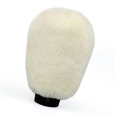 Image of Gracefur Natural Sheepskin Car Wash Mitt, Scratch Free &amp; Lint Gloves, Extra Large Size Lambskin Wool Washing Mitt Clean Tools (No Finger White)