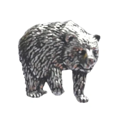 Image of Bear Grizzly Brown Hand Made in UK Pewter Lapel Pin Badge