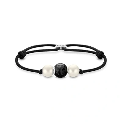 Image of Thomas Sabo A2076 451 11 L22V Unisex Black Bead Bracelet 925 Sterling Silver