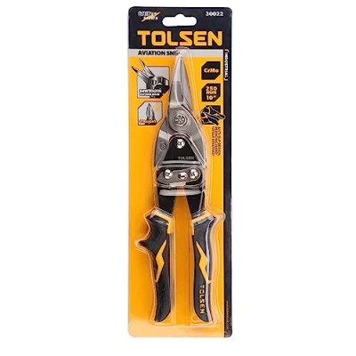 Image of Tolsen Aviation Tin Snips Straight Cut Heavy Duty Sheet Metal Cutting Shears 250mm (10&quot;)