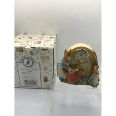Image of Beatrix Potter mrs Rabbit, Peter, Flopsy, Mopsy and Cotton Tail Clock U.K. Made
