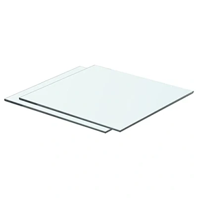 Image of vidaXL 2X Shelves Panel Glass Clear Sheet Plate for Display Case Storeroom Cabinet Slatwall Shop Easy to Wipe Clean Thick 40x30cm