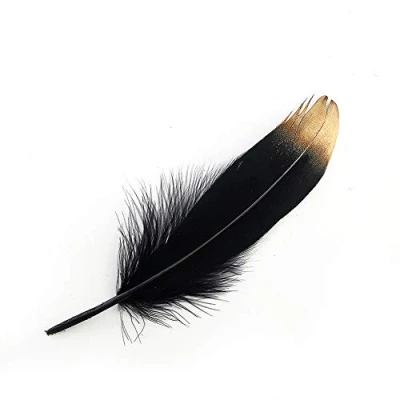 Image of Sowder Natural Goose Feathers Clothing Accessories Pack of 50(Gold Dipped Black)