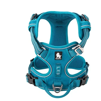 Image of WINHYEPET True Love No Pull Dog Harness Extra Reflective Pet for Small Medium Large Dogs Adjustbale Running Walking Padded Soft Mesh Vest Easy Control TLH56512(Blue,L)