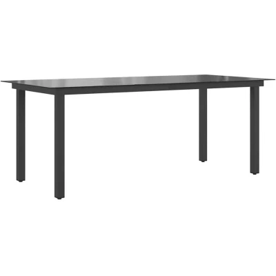 Image of vidaXL Garden Table Black Aluminium Frame with Glass Top Ideal for Patio, Terrace, or Garden, Easy Assembly, Rectangular Shape