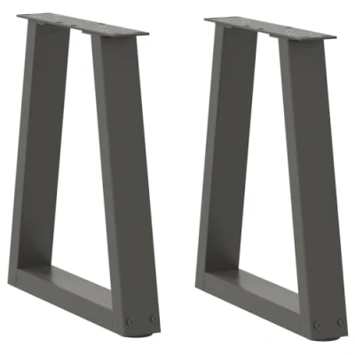 Image of vidaXL Dining Table/Desk Legs Anthracite Steel V Shape Adjustable