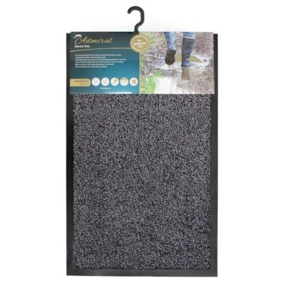 Image of JVL Admiral Barrier Door Mat, Microfibre, Charcoal, 50 x 80 cm