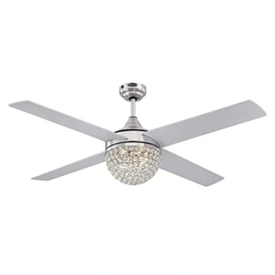 Image of Westinghouse Lighting 72206 Kelcie, Contemporary Ceiling Fan with Light and Remote Control, 132 cm, Brushed Nickel Finish, Crystal Jewel Shade