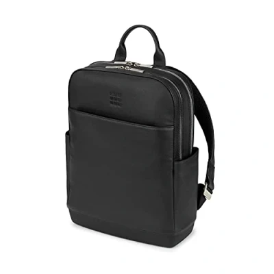 Image of Moleskine Classic Pro Collection Leather Backpack, Professional Office Laptop Backpack for Laptop, iPad, Notebook up to 15&#039;&#039;, Dimensions 43 x 33 14 cm, Color Black