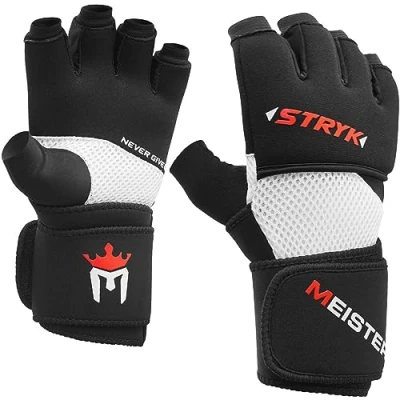 Image of Meister Inner Stryk Gloves w/EliteGel for Boxing &amp; MMA Replace Hand Wraps or Striking Training Black Small