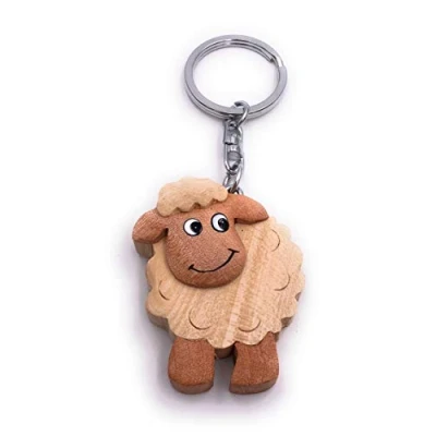 Image of H Customs Schaaf Animal Wool Wood Noble Handmade Keychain Pendant