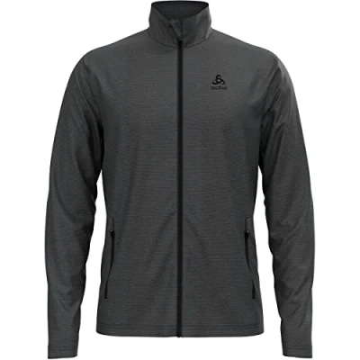 Image of Odlo Men Hooded jacket with zipper ROY, shale grey black stripes, L