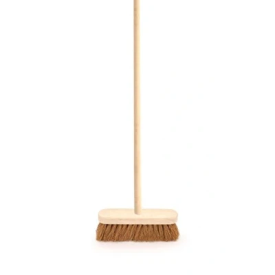 Image of Indoor Sweeping Brush with Handle 10&quot; Soft Wooden Natural Coco Broom