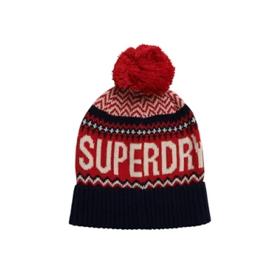 Image of Superdry Women&#039;s Fairisle Beanie Hat Baseball Cap, Rich Navy, One Size