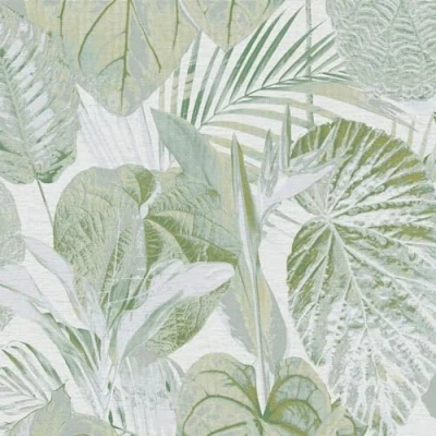 Image of Botanical Garden Leaves Green Wallpaper Metallic Effect Textured Naturistic Contemporary Modern Paste The Wall Vinyl