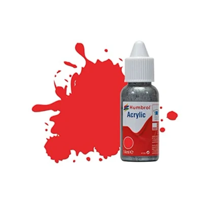 Image of Humbrol Model Paint DB0209 No 209 Fire Orange Gloss (14ml), Acrylic Paints for Models, Plastic, Metal, Wood, Glass, Ceramics and More, Touch Up Hobby Bottle Craft Kits