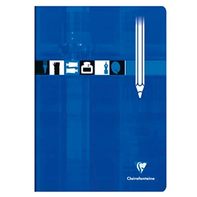 Image of Clairefontaine Ref 3160C Staplebound Spine Drawing Book (16 Sheets) A4 (210 x 297mm) in Size, Plain Rulings, 125gsm Ultra White Paper Random Colour Cover