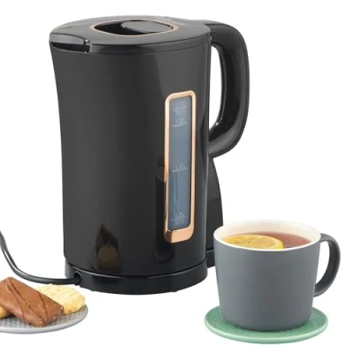 Image of Progress EK5036P Jug Kettle 1.7L Capacity Electric with Flip Top Lid &amp; Removable Limescale Filter, Indicator Light, Strix Controller, Boil Dry Sensor, Automatic Shut Off, Black Gold, 2200W
