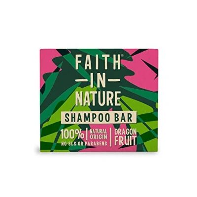 Image of Faith In Nature Natural Dragon Fruit Shampoo Bar, Revitalising, Vegan and Cruelty Free, No SLS or Parabens, For Normal to Dry Hair, 85 g