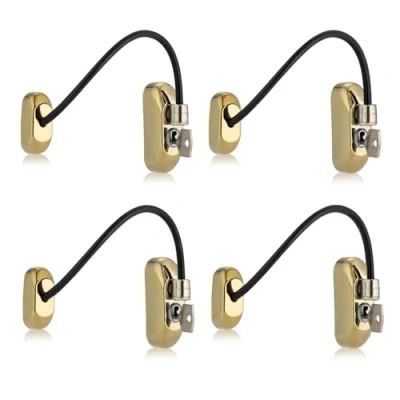 Image of XFORT 4 Pack Viper Key Locking Cable Window Restrictor in Polished Brass, Durable Safety Lock for Child and Security