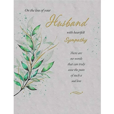 Image of Regal Publishing Classic Symapthy Card Sad Loss of Your Husband 8 x 6 inches C80805, Grey