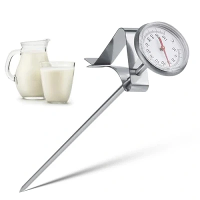 Image of VBESTLIFE Milk Thermometer, 1.2in Dial Stainless Steel Kitchen Thermometer 10 110℃ Accurately Measure with Clip for Coffee Frothing Chocolate