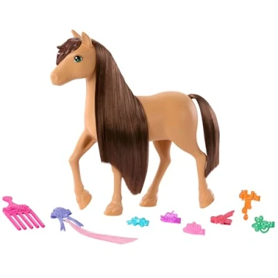 Image of Barbie Horse &amp; Accessories, Toys from Mysteries: The Great Chase, Extra long Mane for Brushing Styling Fun (Styles May Vary), HXJ37