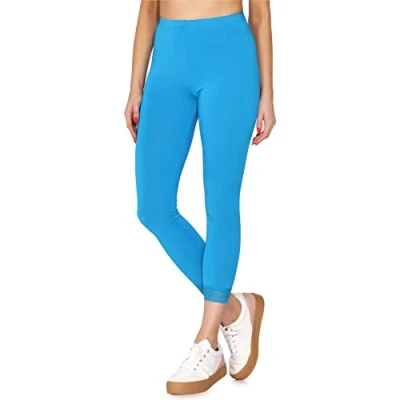 Image of Merry Style Women&#039;s Leggings 7/8 with Lace MS10 342(Blue,XS)