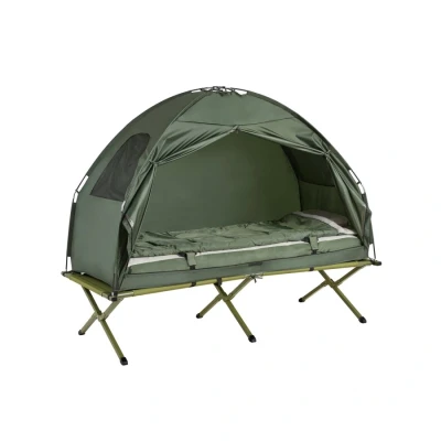 Image of SoBuy 2 Person Foldable Camping Tent with Bed Air Mattress Sleeping Bag Carrying Army Green W193 x D145 H188cm OGS32 L GR