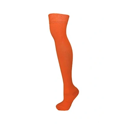 Image of M MACAHEL Ladies Over The Knee Thigh High Plain Socks (orange)